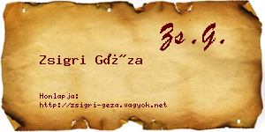 Zsigri Géza névjegykártya