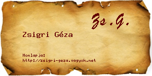 Zsigri Géza névjegykártya